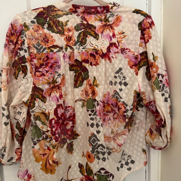NWT Anthropologie Pilcro Cropped Surf Floral Blouse Medium - Picture 6 of 9